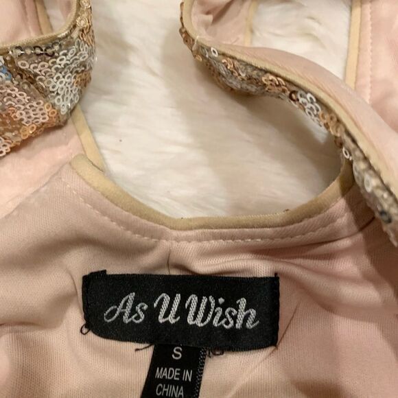 As U‎ Wish Gold Silver Metallic Sequin Mini Dress - Picture 13 of 13